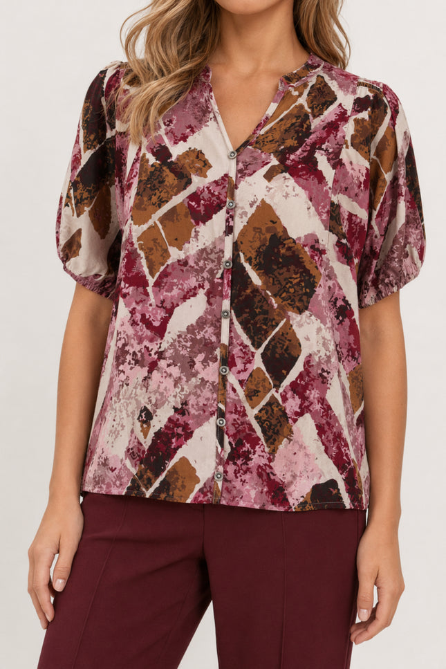 Blouse Grafische Batik Ruit Print Port 886410