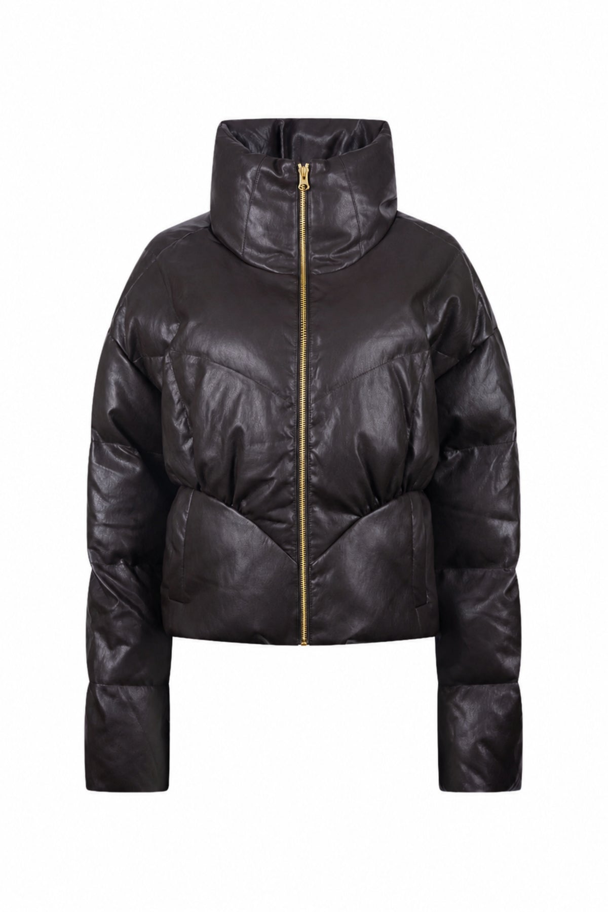 Donkerbruine Angelina jas van Nukus met comfortabele pasvorm en stijlvolle details, geschikt voor herfst en winter.