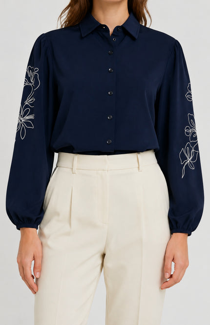 Travel Blouse Larixxe Navy Offwhite