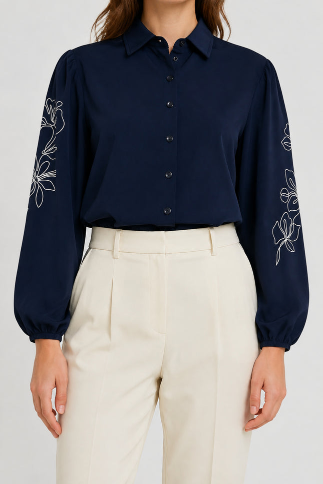 Travel Blouse Larixxe Navy Offwhite