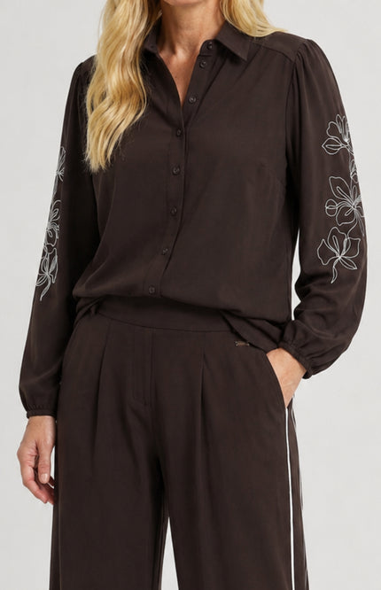 Travel Blouse Larixxe Brown Offwhite