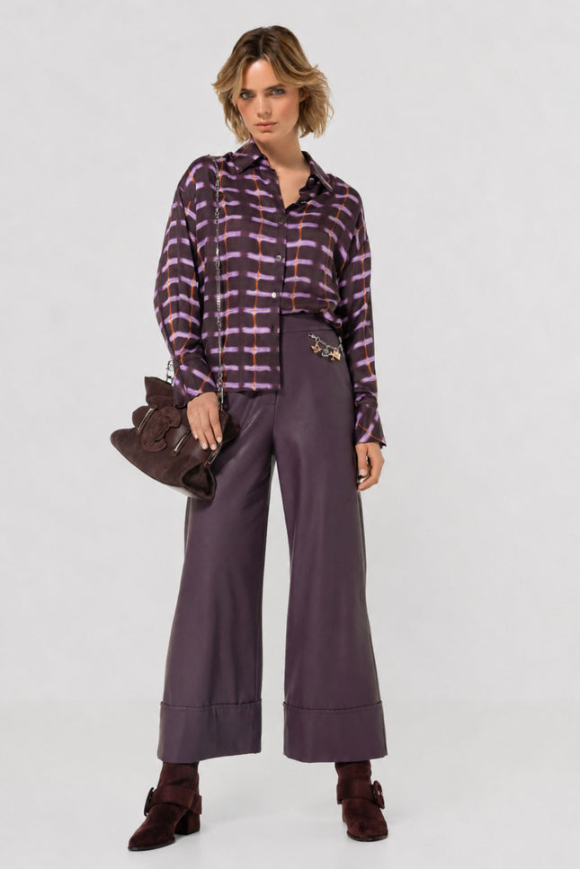 Broek Vegan Leather Plum 4575-45