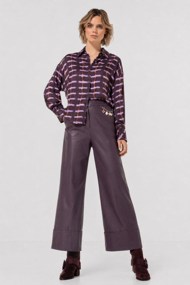 Broek Vegan Leather Plum 4575-45