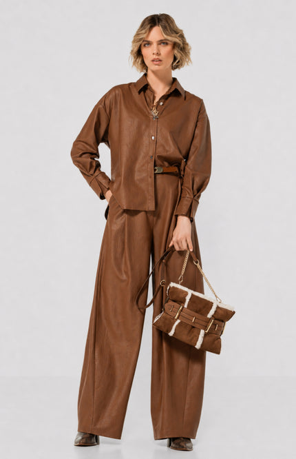 Broek Vegan Leather Caramello 4570-36
