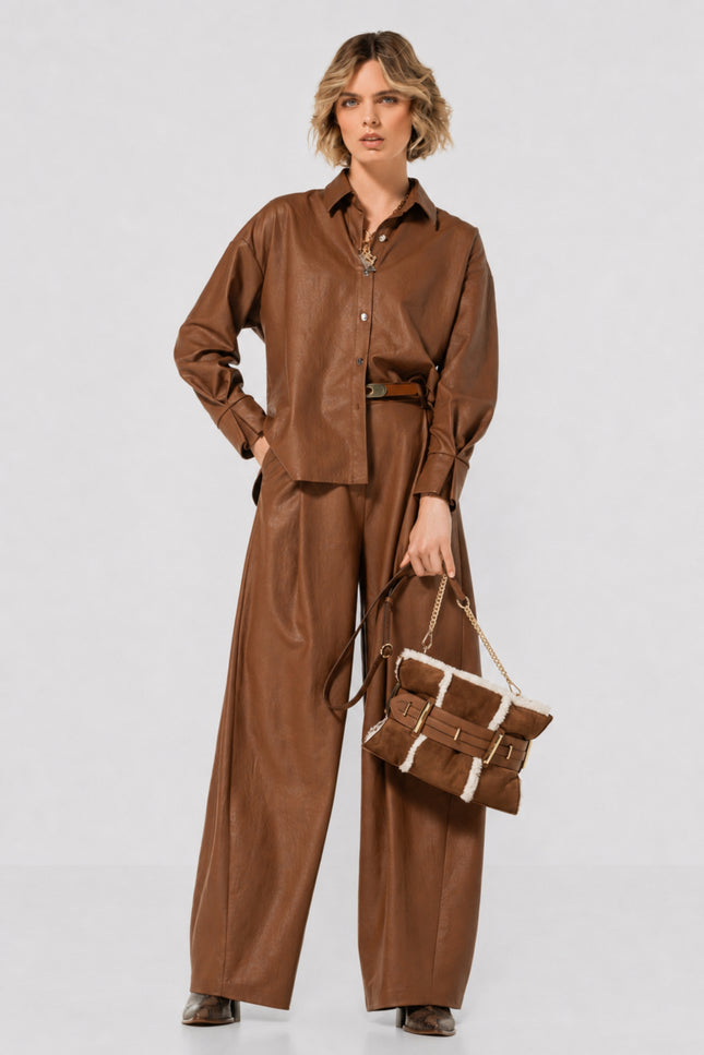 Broek Vegan Leather Caramello 4570-36