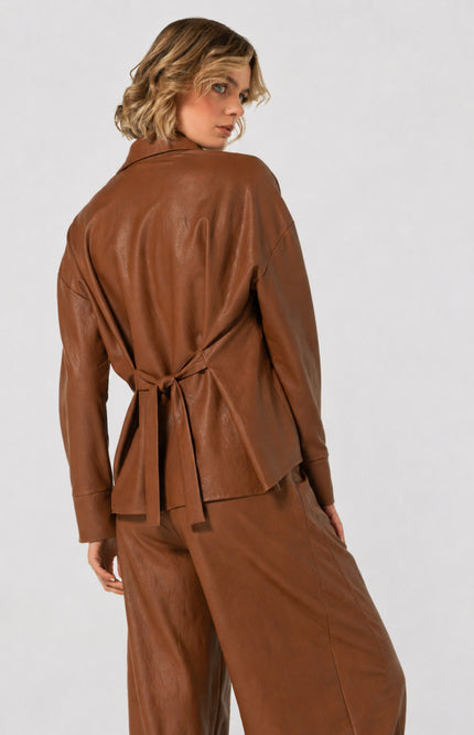 Blouse Vegan Leather Caramello 4605-36