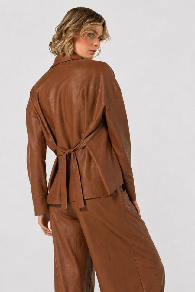 Blouse Vegan Leather Caramello 4605-36