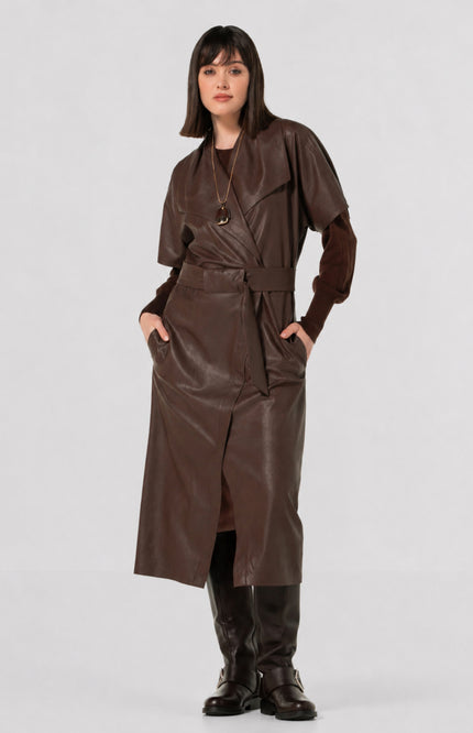 Jurk Vegan Leather Cacao 4105-32
