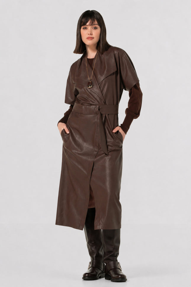Jurk Vegan Leather Cacao 4105-32