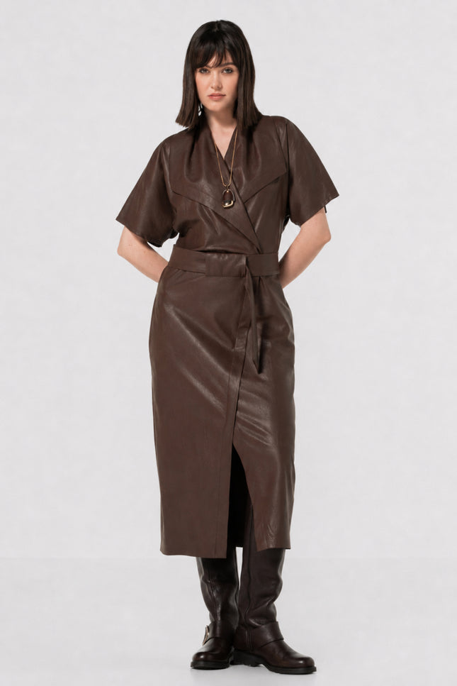 Jurk Vegan Leather Cacao 4105-32