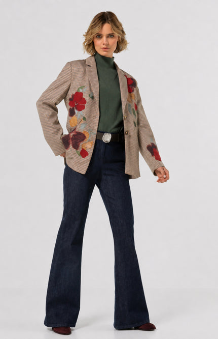 Blazer Broderie Geruit Multi Color 4839-69
