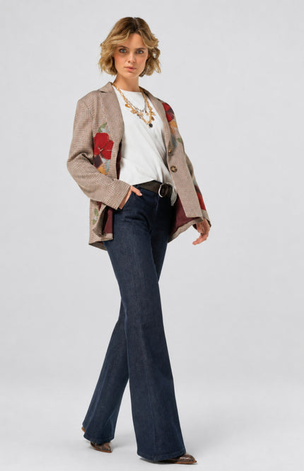 Blazer Broderie Geruit Multi Color 4839-69