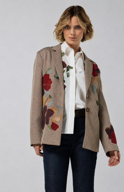 Blazer Broderie Geruit Multi Color 4839-69