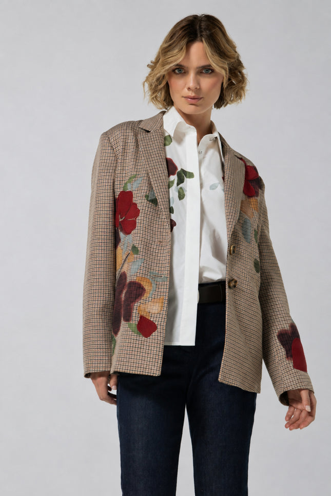 Blazer Broderie Geruit Multi Color 4839-69