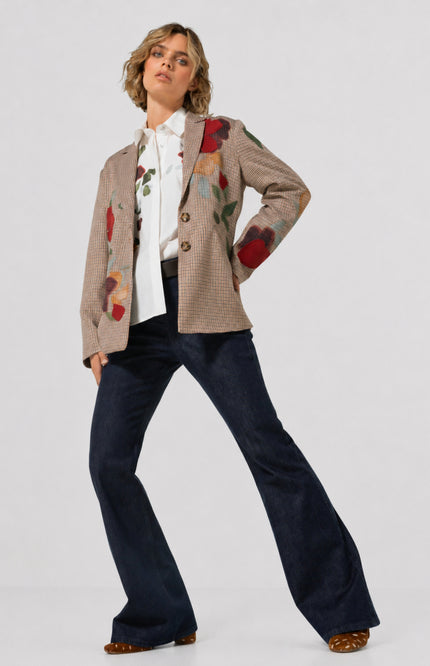 Blazer Broderie Geruit Multi Color 4839-69
