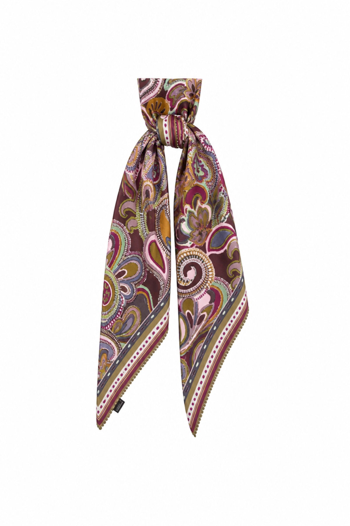 Veelkleurige grote Paisley sjaal van Mi Piace met opvallend patroon en zachte stof, geschikt voor stijlvolle accessoires.