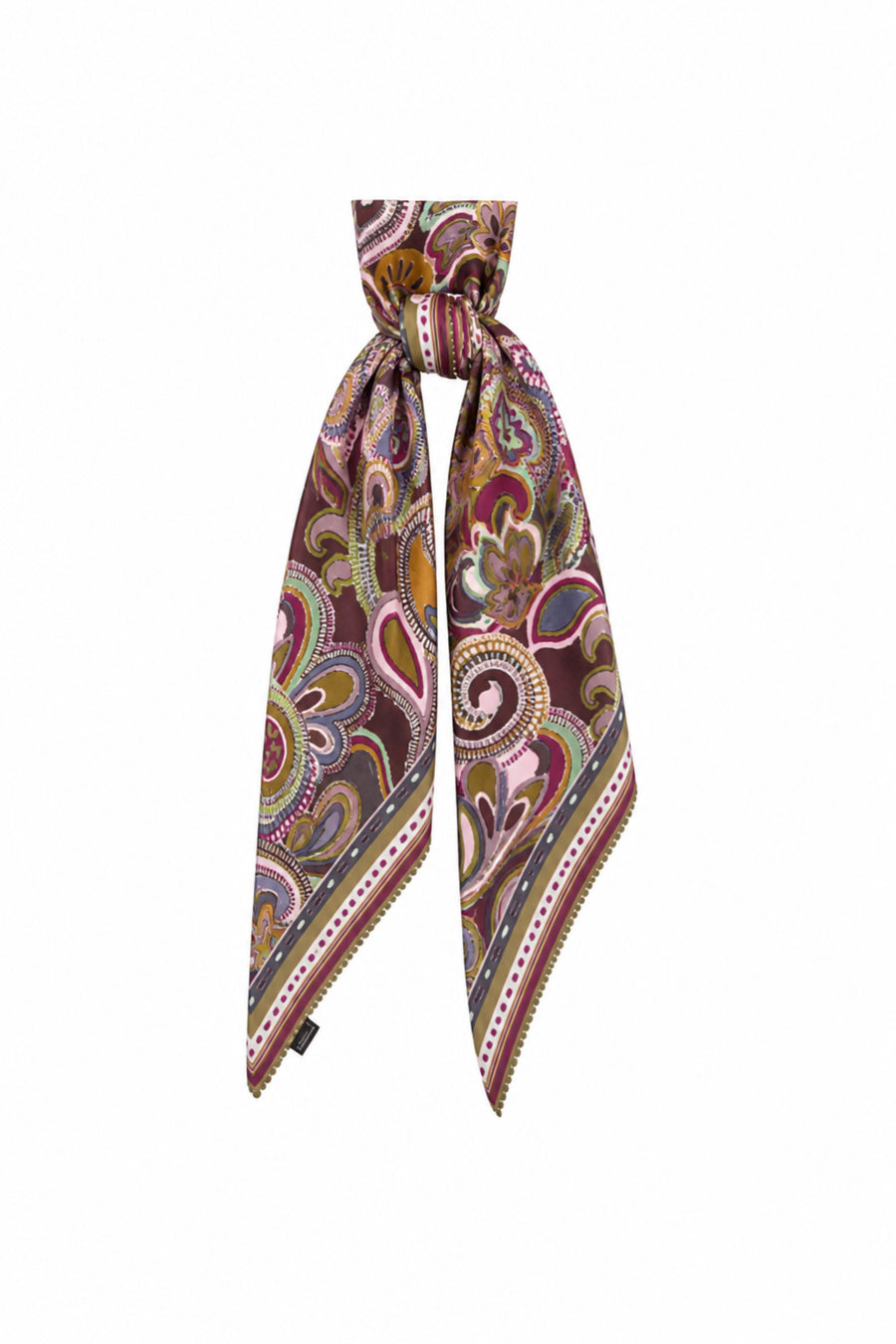 Veelkleurige grote Paisley sjaal van Mi Piace met opvallend patroon en zachte stof, geschikt voor stijlvolle accessoires.