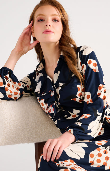 Jurk Maxi Met Ruche En Bloemenprint D300-P151