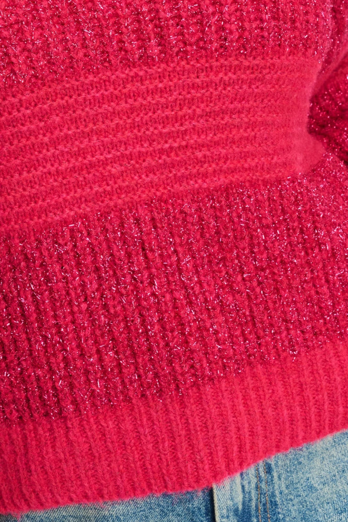 POM Amsterdam Kate Ultra Pink trui met lange mouwen en ronde hals, zachte en comfortabele pasvorm in fel roze kleur