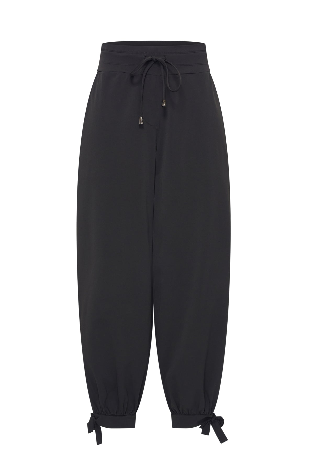 Zwarte Travel Balloon Bottom Bow broek van Mi Piace, met een wijde pasvorm en strikdetails, geschikt voor casual en stijlvolle outfits.