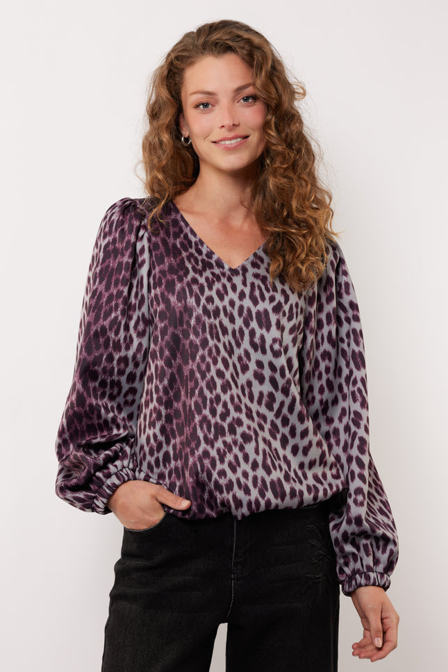 Top Bilie Gray Melange Mauve Wine