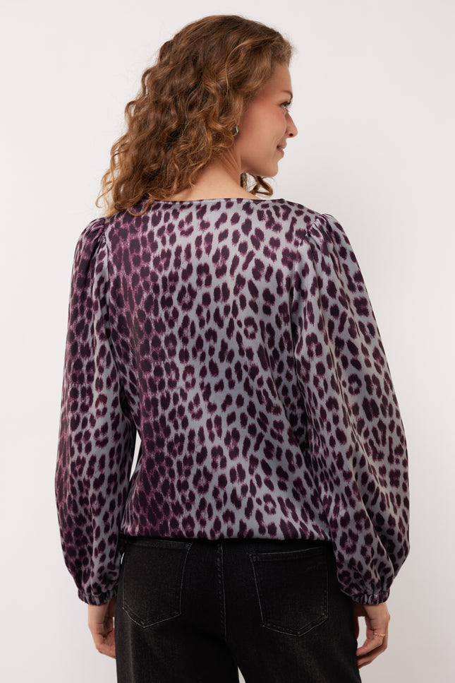 Top Bilie Gray Melange Mauve Wine