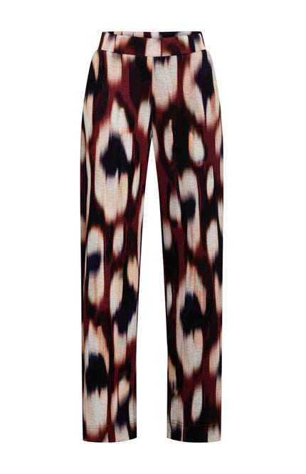 &Co woman Broek Dawn Faded Big Wine Red Multi PA403 Stretchshop.nl