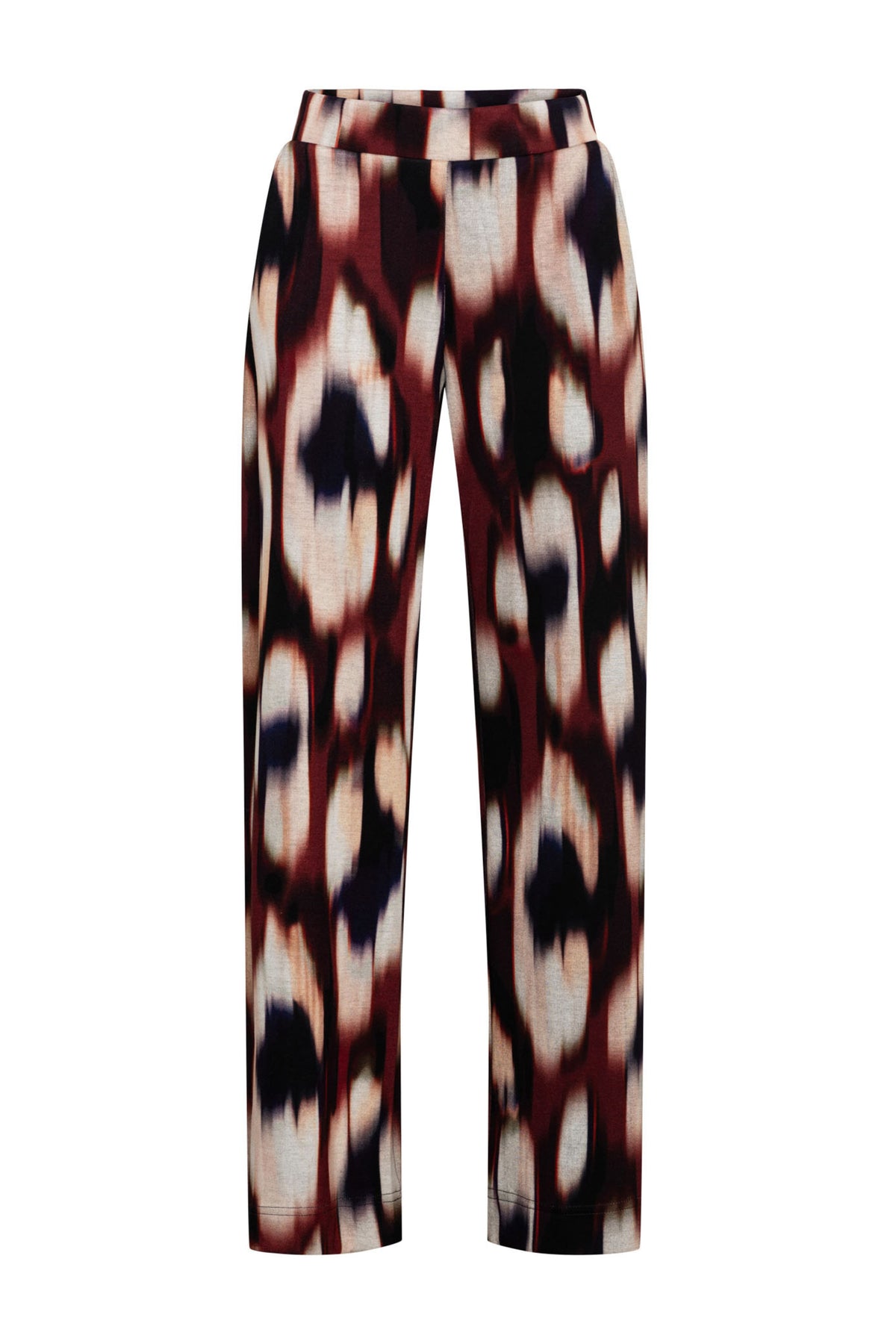 Damesbroek Dawn Faded Big in wijnrood en multi-kleur, &Co Woman, met losvallende pasvorm en modieuze uitstraling.