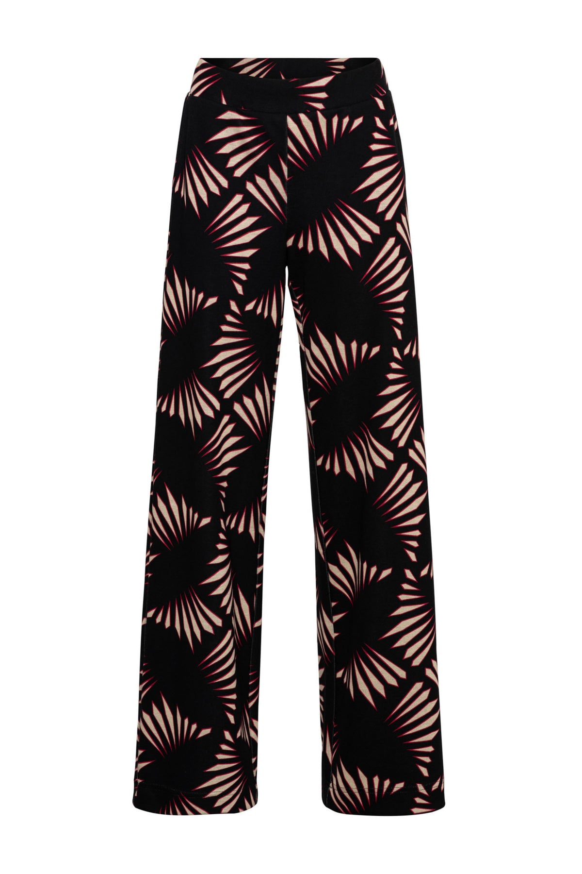 Donkergrijze en zwarte Dawn Graphic broek voor vrouwen van &Co woman, met kleurrijke grafische details en comfortabele pasvorm