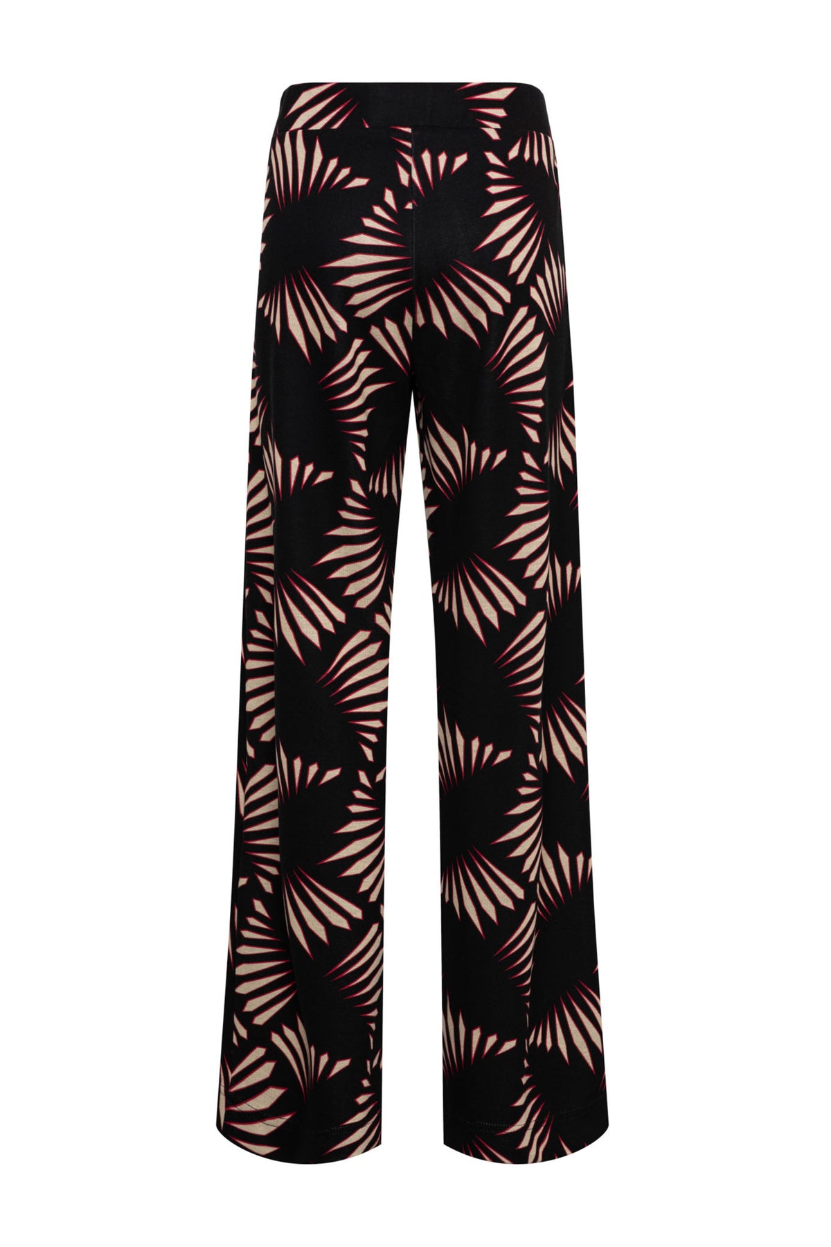 Zwarte Dawn Graphic broek voor dames van &Co woman met kleurrijke print, comfortabele pasvorm en modieus ontwerp.