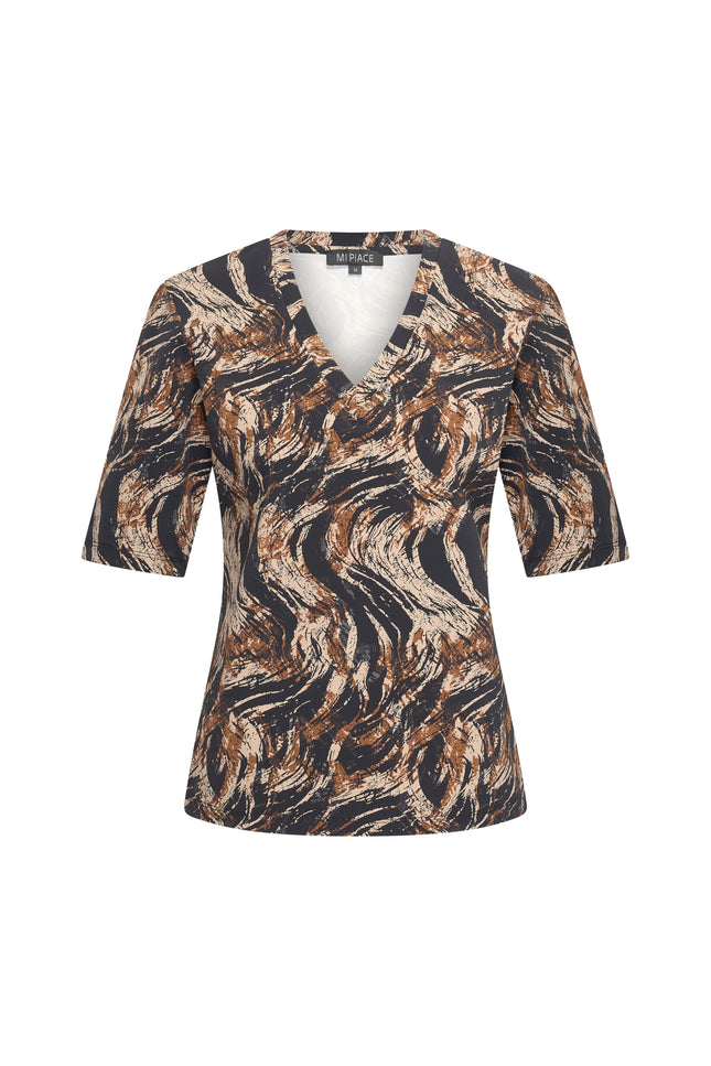 Travel Top Swirly Print Caramel 202271