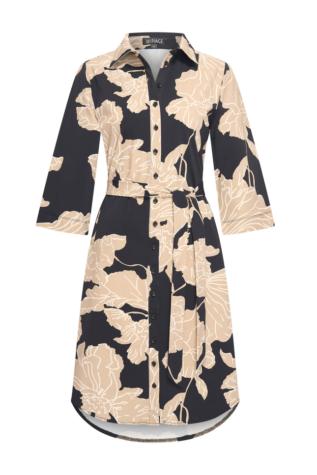 Travel Jurk Big Flower Print Black 202663