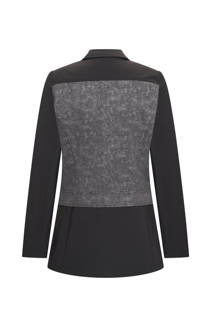 Bonded Travel Blazer Black Dark Grey Stone Foil Print 202706