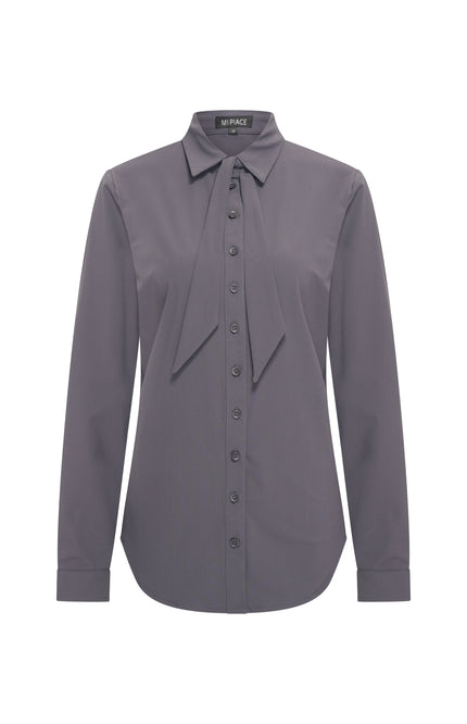 Travel Blouse Bow Dark Grey 202709