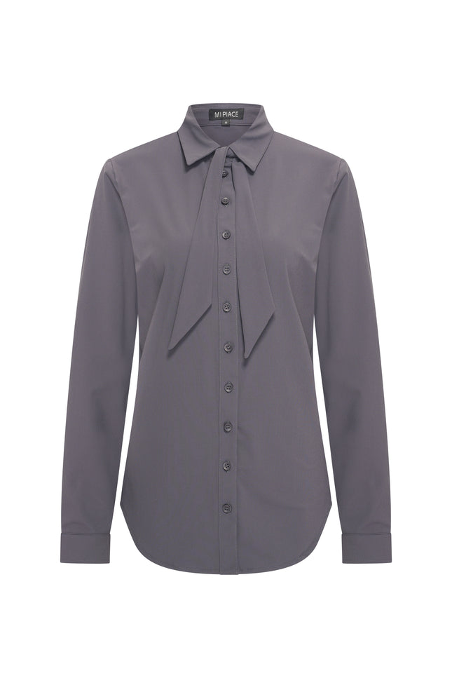 Travel Blouse Bow Dark Grey 202709