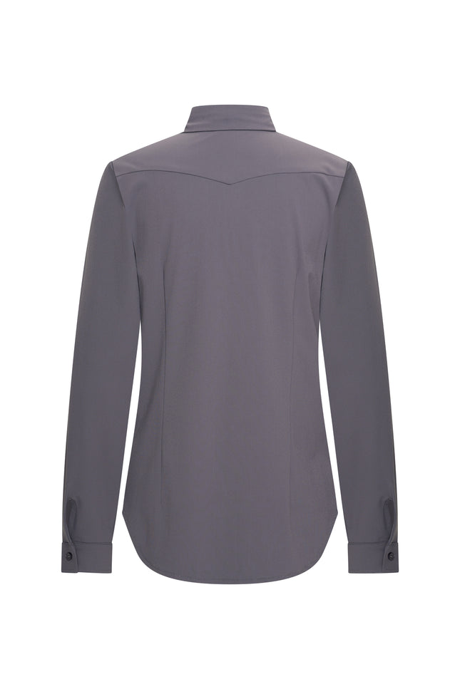 Mi Piace Travel Blouse Bow Dark Grey 202709 Stretchshop.nl