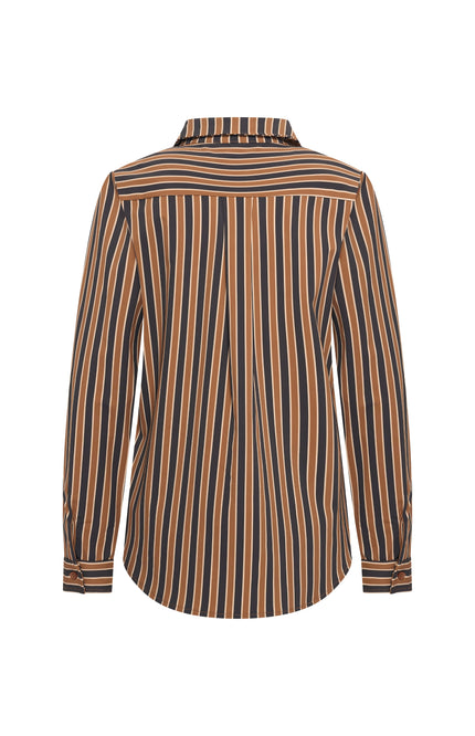 Travel Blouse Stripe Print Espresso Caramel 202711