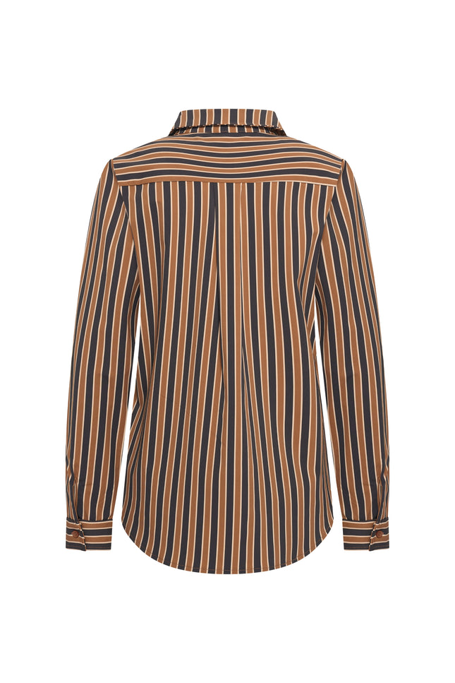 Travel Blouse Stripe Print Espresso Caramel 202711