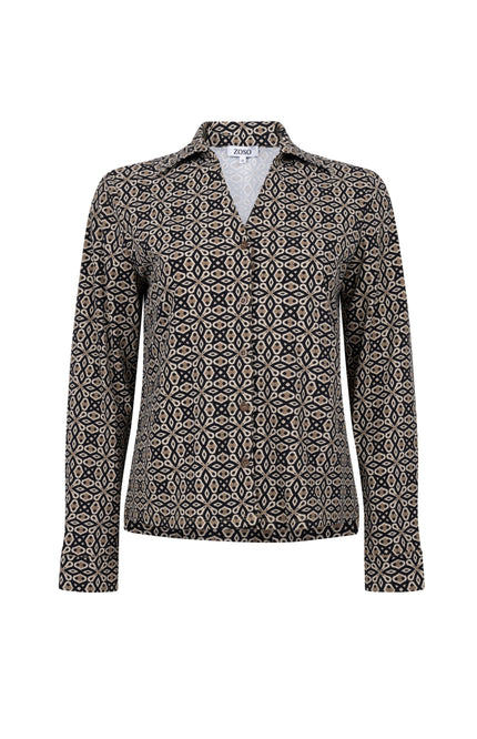Travel Blouse Jolene Black Camel 255
