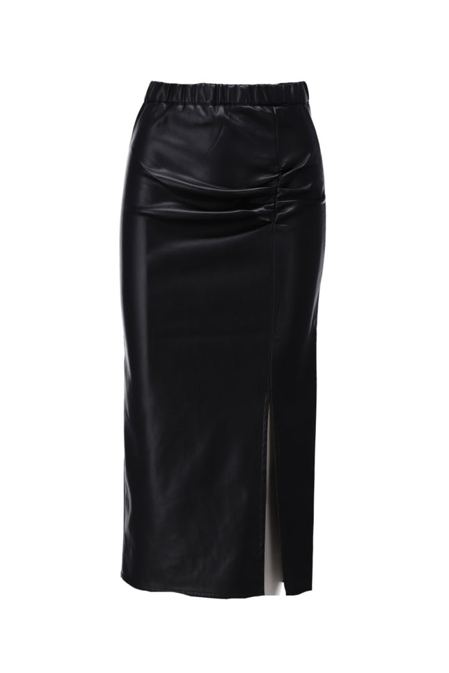 Rok Vegan Lederen Met Split Black B753