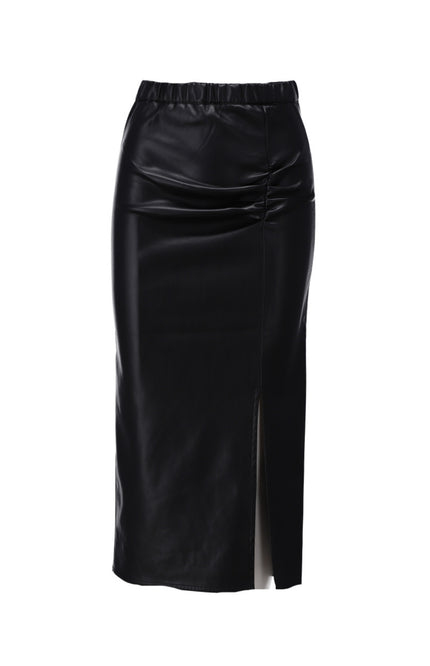 Rok Vegan Lederen Met Split Black B753