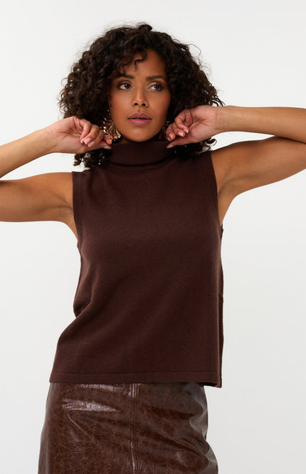 EsQualo Sweater Wool Col Chocolate W25.07704 Stretchshop.nl