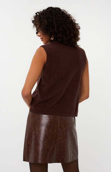 EsQualo Sweater Wool Col Chocolate W25.07704 Stretchshop.nl