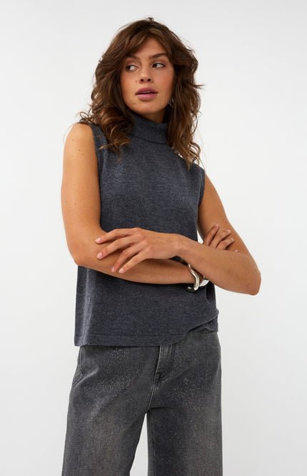 Sweater Wool Col Dark Grey Melange W25.07704