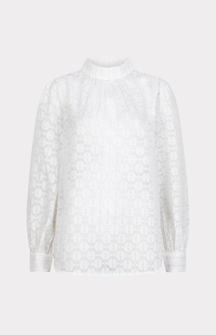 Blouse Turtle Neck Plumetis Offwhite W25.28700