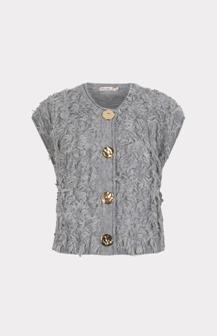 Vest Fringes Big Buttons Grey W25.27714