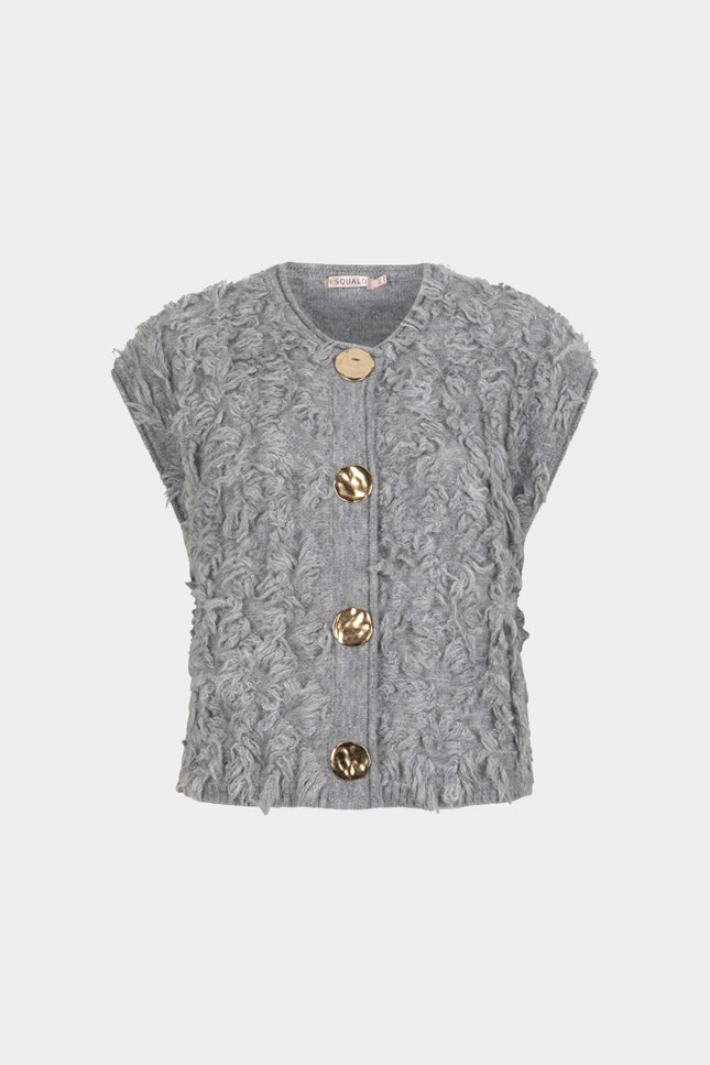 Vest Fringes Big Buttons Grey W25.27714