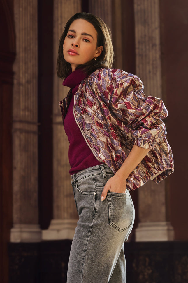 Jacket Bomber Metallic Mosaic Print W25.19700
