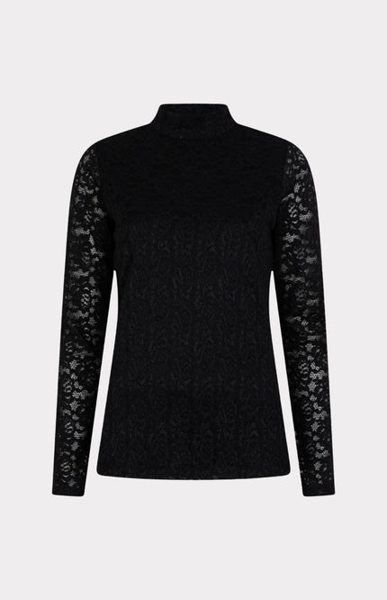 EsQualo Top Lace Lurex Stretch Black W25.30713 Stretchshop.nl