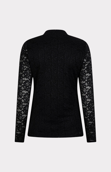 EsQualo Top Lace Lurex Stretch Black W25.30713 Stretchshop.nl